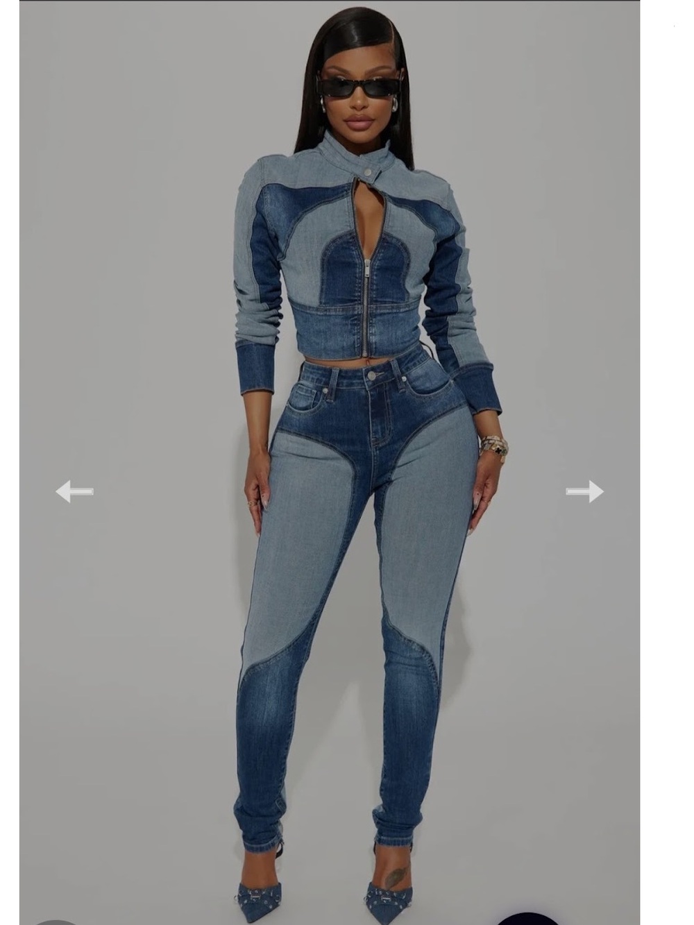 Light Blue & Dark blue Jean 2pc outfit